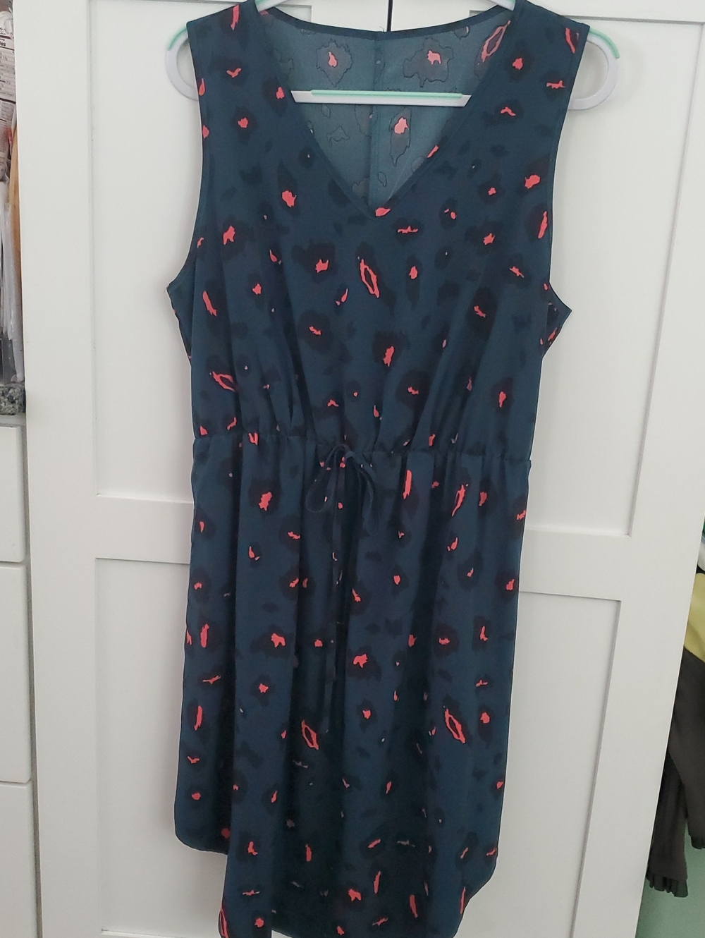 SHEIN Navy Dress with Coral Spot Print